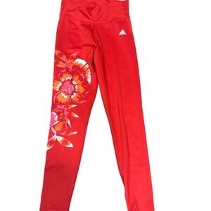 Adidas Red Floral Leggings